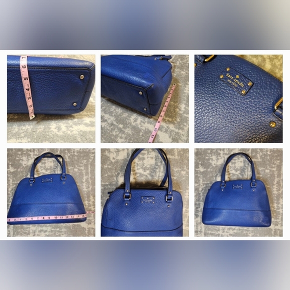 Kate Spade Glove Court Lainey 14 Karat Plated Blue Leather Double Zip Purse Bag - Picture 13 of 16